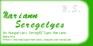 mariann seregelyes business card